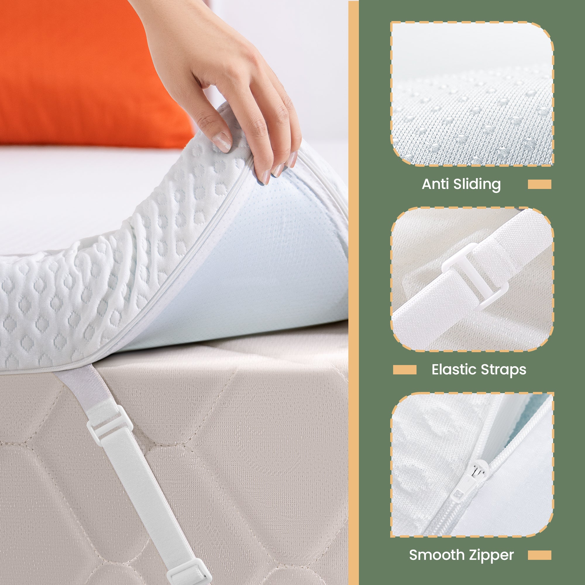 3 Inch Gel Memory Foam Mattress Topper with Removable Cover