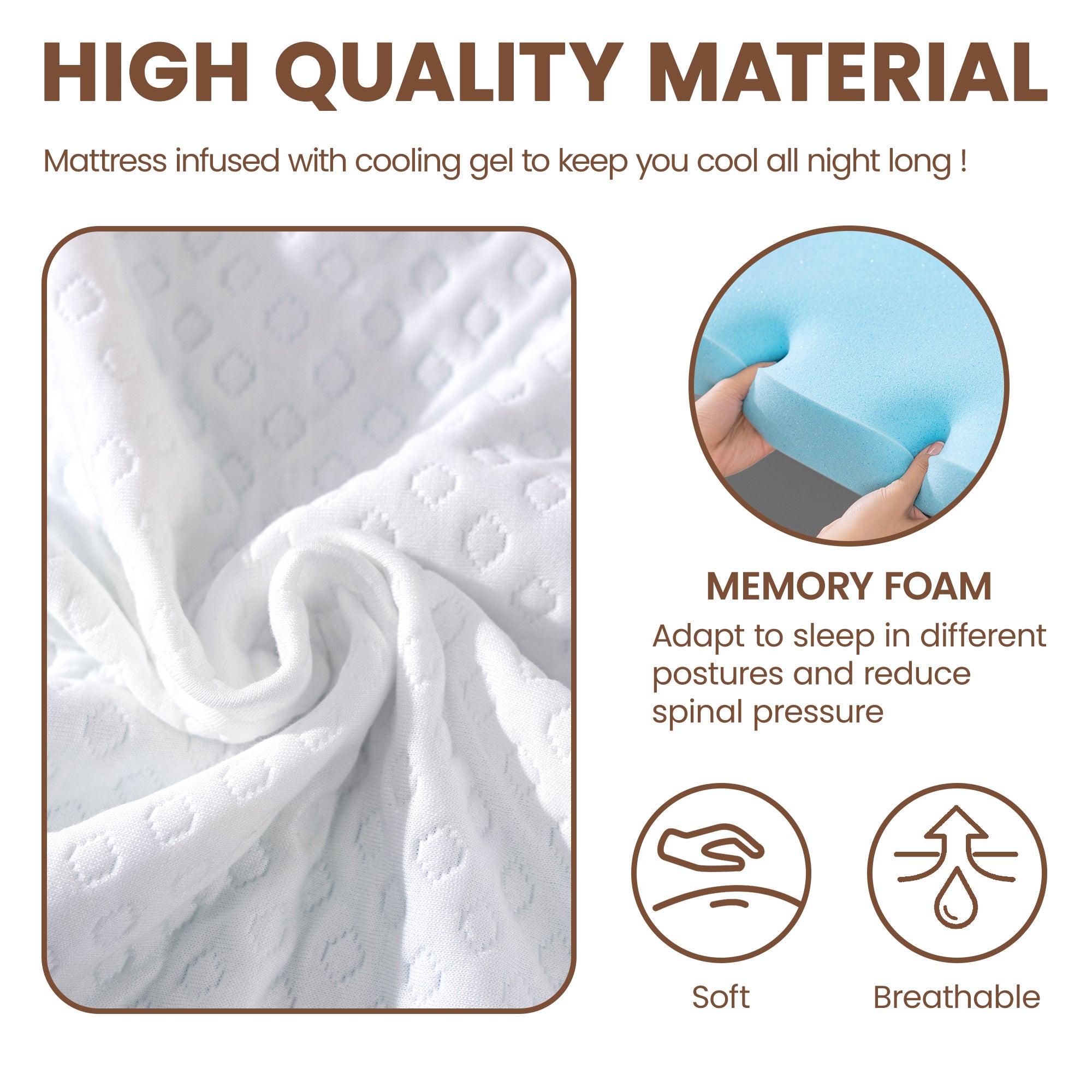 3 Inch Gel Memory Foam Mattress Topper with Removable Cover