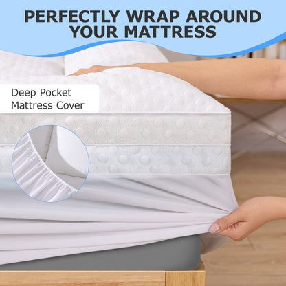 AIRHOT Dual Layer 3 Inch Memory Foam Mattress Topper, 2 Inch Gel Memory Foam and 1 Inch Cooling Pillow Top Mattress Pad Cover