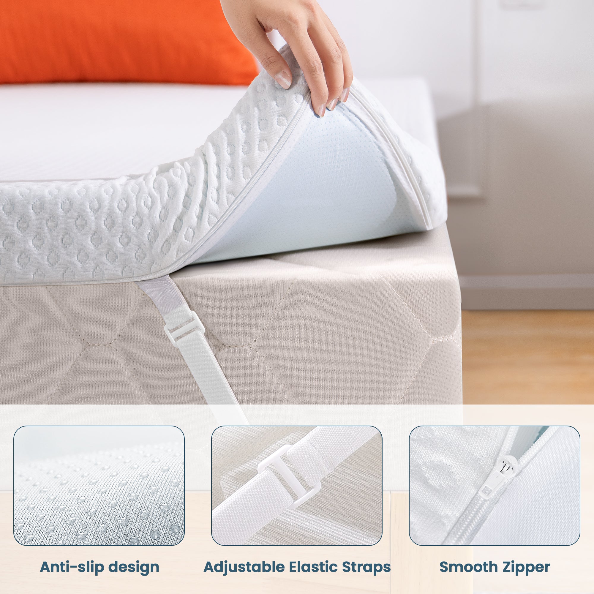 3 Inch Gel Memory Foam Mattress Topper with Removable Cover