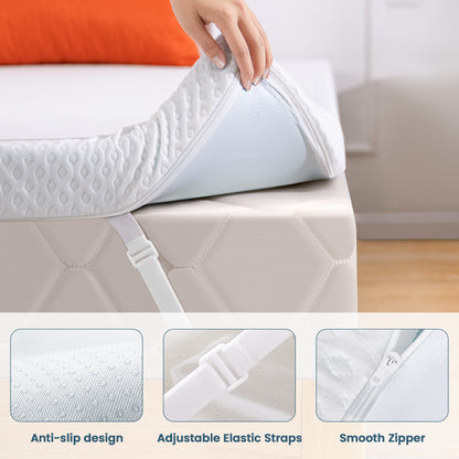 3 Inch Gel Memory Foam Mattress Topper with Removable Cover