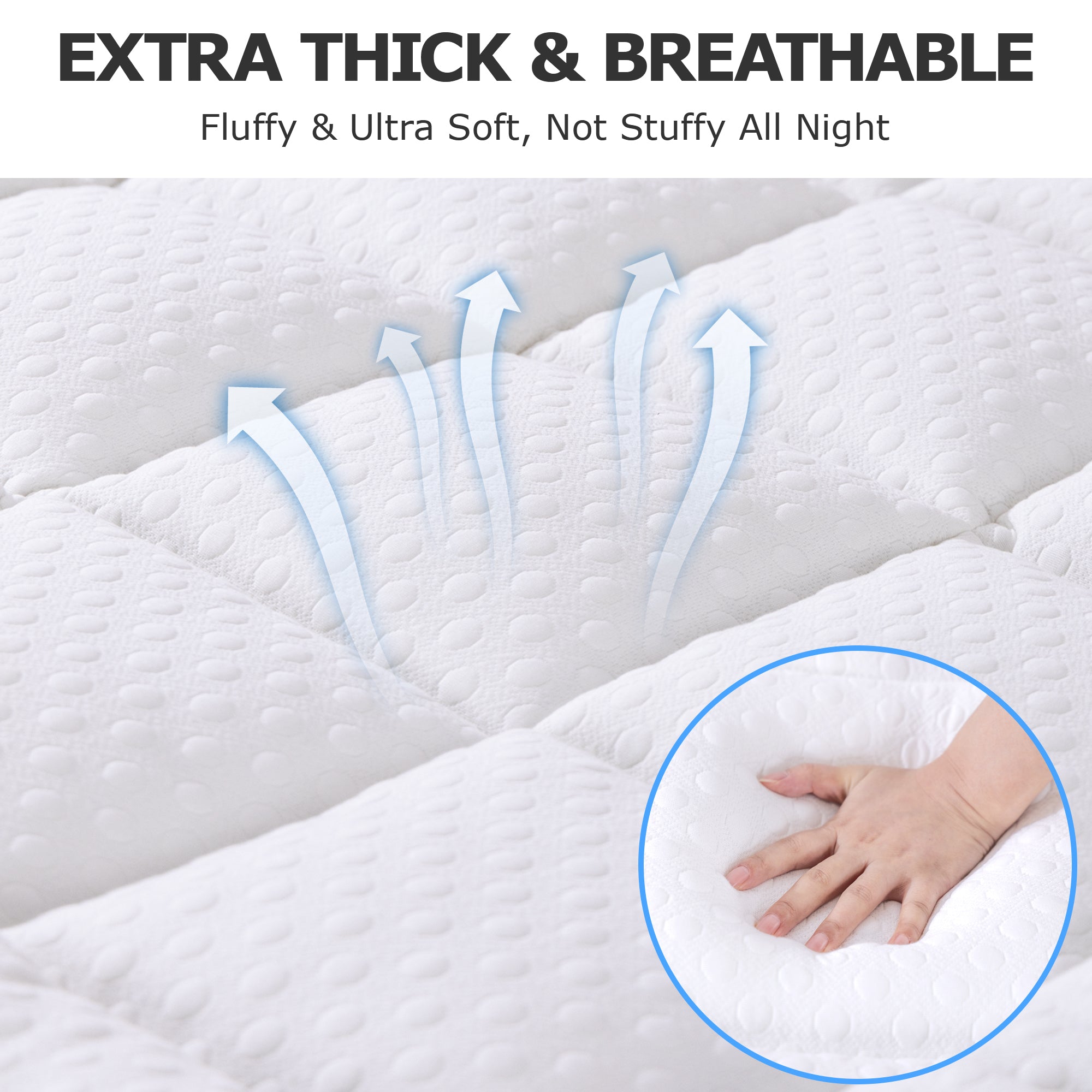 AIRHOT Dual Layer 3 Inch Memory Foam Mattress Topper, 2 Inch Gel Memory Foam and 1 Inch Cooling Pillow Top Mattress Pad Cover