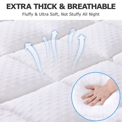 AIRHOT Dual Layer 3 Inch Memory Foam Mattress Topper, 2 Inch Gel Memory Foam and 1 Inch Cooling Pillow Top Mattress Pad Cover