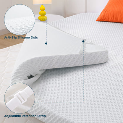 3 Inch Gel Memory Foam Mattress Topper with Removable Cover