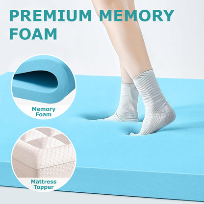 AIRHOT Dual Layer 3 Inch Memory Foam Mattress Topper, 2 Inch Gel Memory Foam and 1 Inch Cooling Pillow Top Mattress Pad Cover